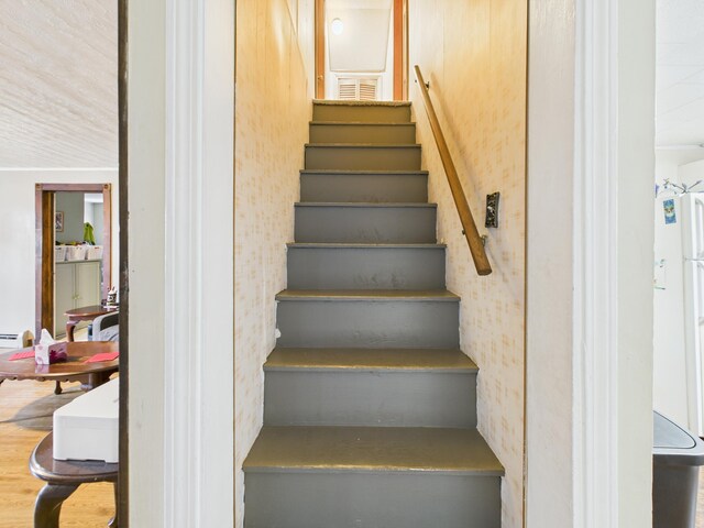 45 Crosby Ave, Caribou, ME 04736 - stairway with wallpapered walls