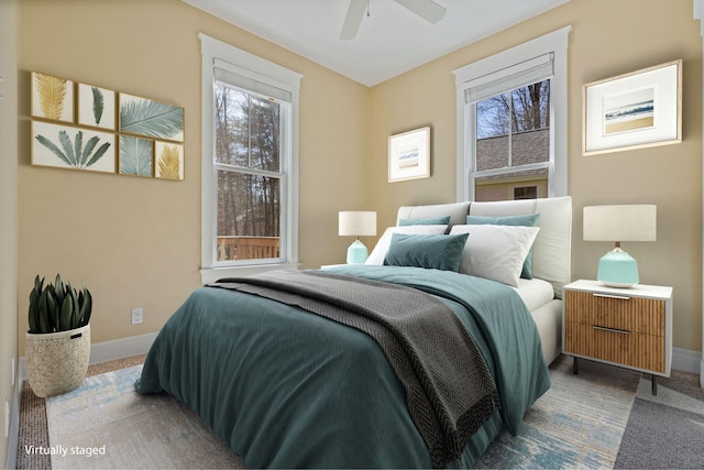 1 Old County Rd Unit 140, Wells, ME 04090 - carpeted bedroom with a ceiling fan and baseboards