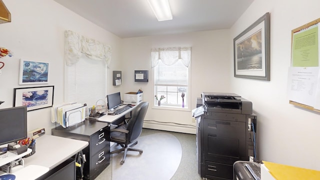 office featuring a baseboard radiator