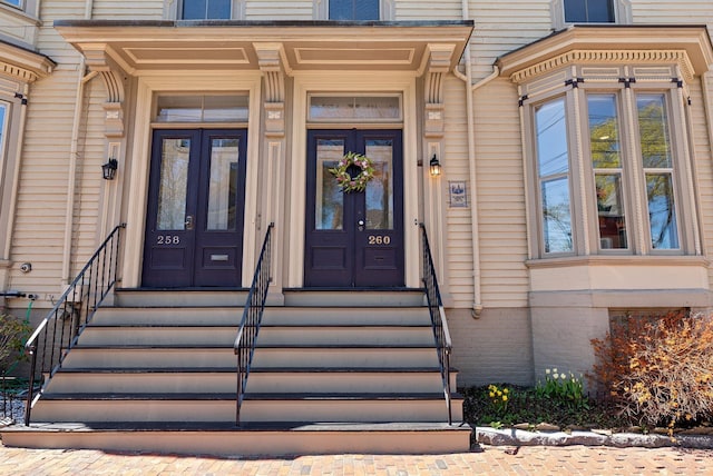 entrance to property featuring french doors
