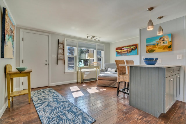 369 Main St Unit 3, Ogunquit, ME 03907 - interior space with crown molding, baseboards, and dark wood-style floors