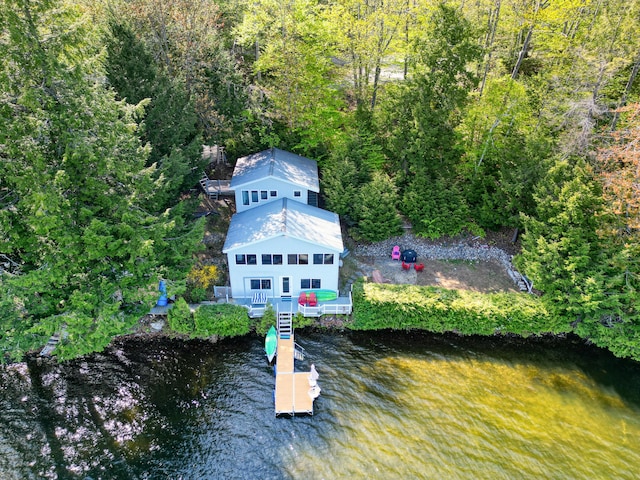 4 Tabert Ln, Belgrade, ME 04917 - aerial view of property and surrounding area with a large body of water and a heavily wooded area
