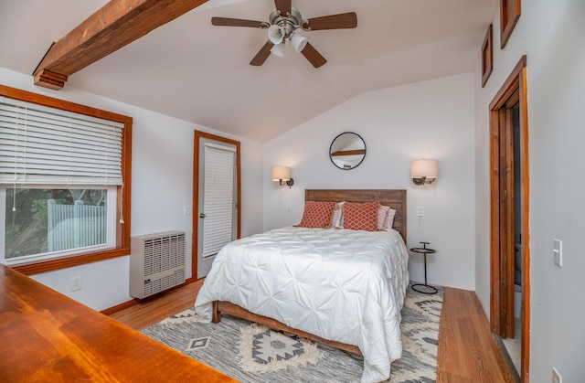 4 Tabert Ln, Belgrade, ME 04917 - bedroom featuring heating unit, lofted ceiling, a closet, wood finished floors, and ceiling fan
