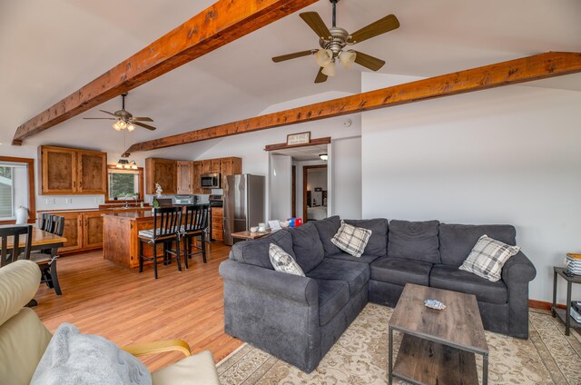 4 Tabert Ln, Belgrade, ME 04917 - living room featuring ceiling fan and light wood-style floors