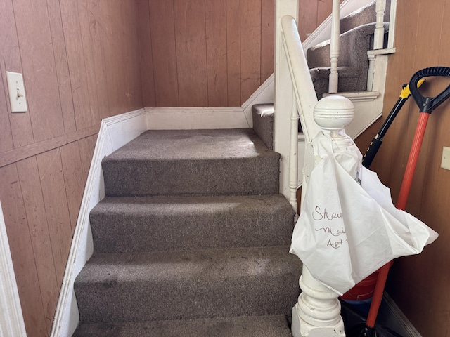 6 Spring St, Waterville, ME 04901 - stairs with wooden walls