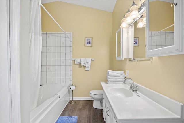22 Ocean Park Rd Unit 136, Saco, ME 04072 - full bathroom featuring wood finished floors, shower / bath combination with curtain, and vanity