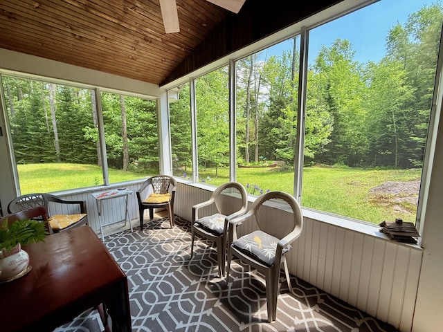 52 Main Rd, Chesterville, ME 04938 - sunroom featuring ceiling fan and vaulted ceiling