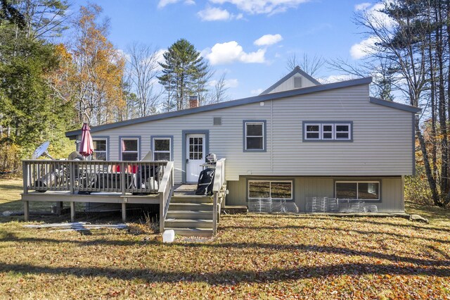 2 Mountain View Ln, Readfield, ME 04355 - back of property featuring a yard and a wooden deck