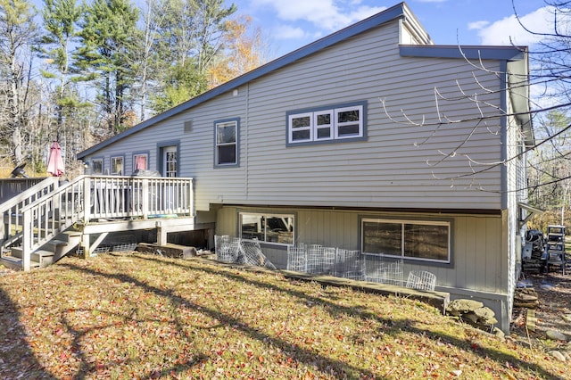 2 Mountain View Ln, Readfield, ME 04355 - back of property featuring a wooden deck