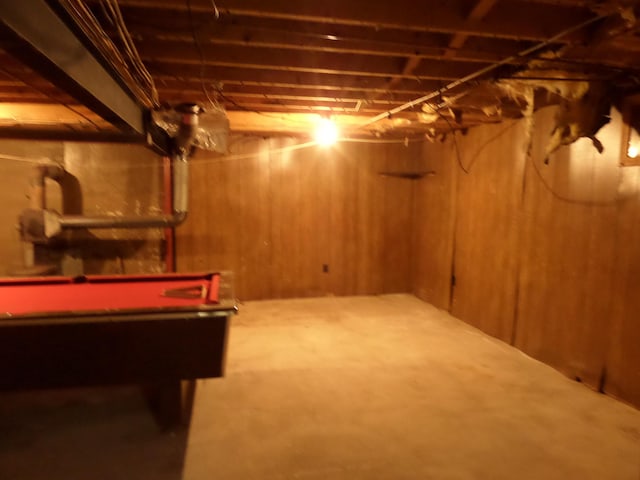 365 Country Club 3rd Rd, Sanford, ME 04073 - unfinished basement with wood walls and billiards