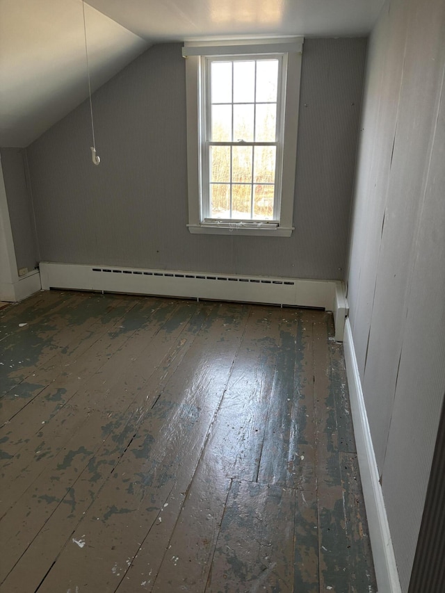 20 Water St, Winterport, ME 04496 - additional living space featuring a baseboard radiator, hardwood / wood-style flooring, and lofted ceiling