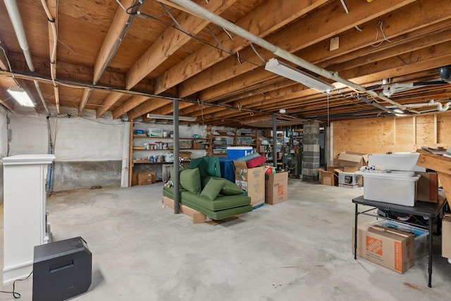 view of unfinished basement