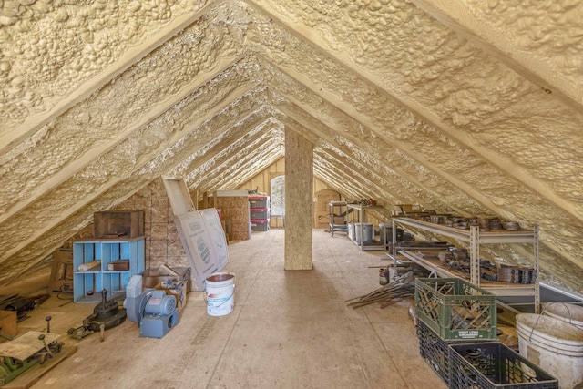 view of unfinished attic