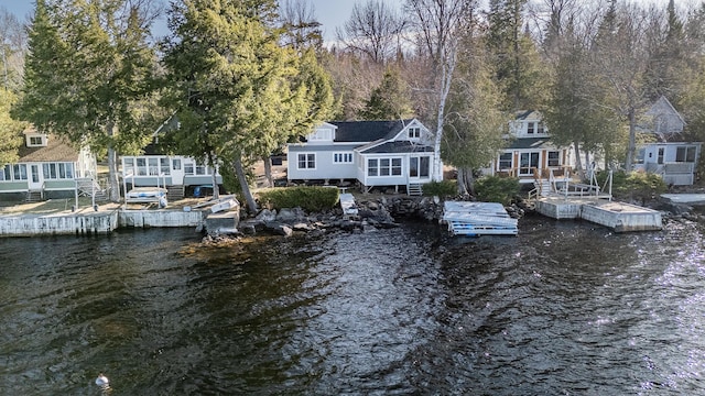 view of dock featuring a water view