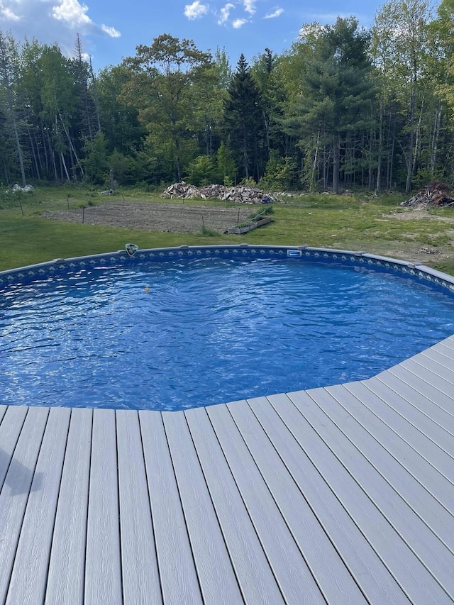 outdoor pool with a yard