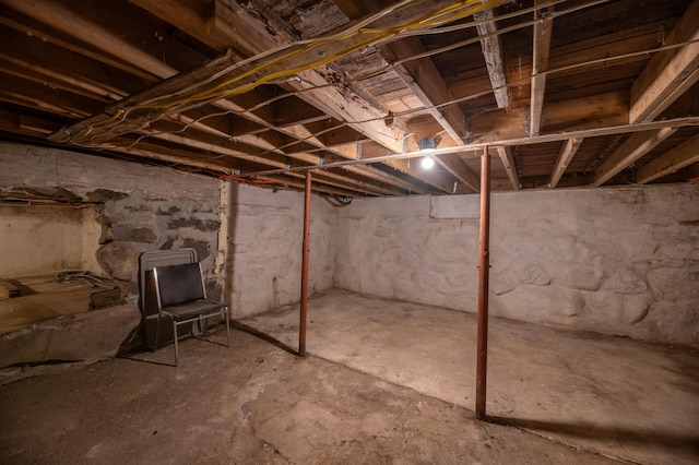 view of unfinished basement