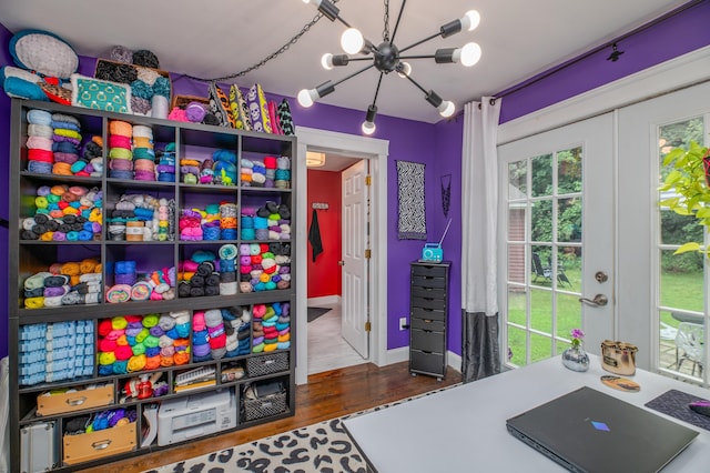 3 Adell Rd, Readfield, ME 04355 - home office with a chandelier and wood finished floors
