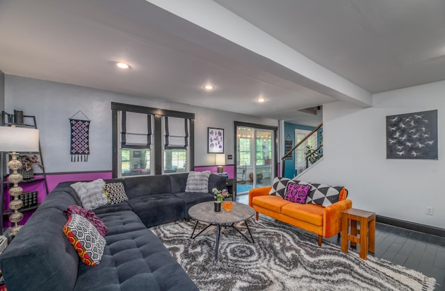 3 Adell Rd, Readfield, ME 04355 - living room with wood-type flooring, recessed lighting, and stairs