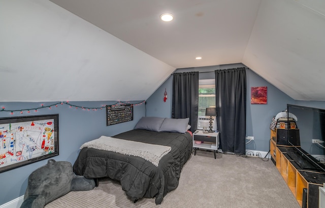 3 Adell Rd, Readfield, ME 04355 - carpeted bedroom featuring vaulted ceiling and recessed lighting