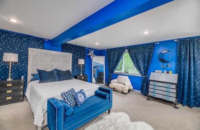 3 Adell Rd, Readfield, ME 04355 - bedroom featuring carpet, wallpapered walls, and recessed lighting