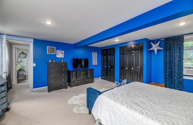 3 Adell Rd, Readfield, ME 04355 - carpeted bedroom featuring recessed lighting, two closets, and cooling unit