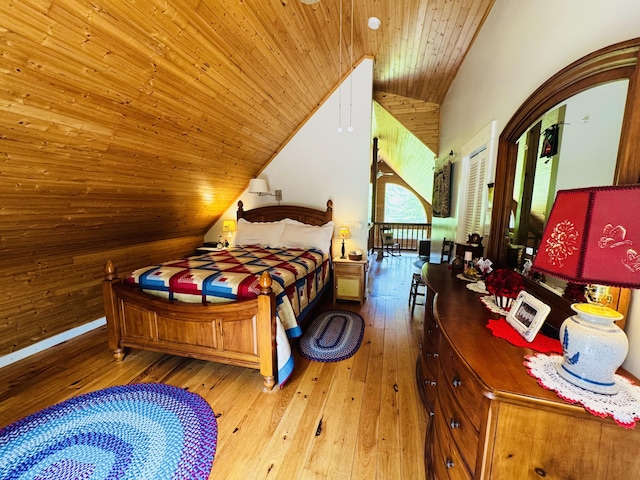 362 N Raymond Rd, Poland, ME 04274 - bedroom featuring vaulted ceiling, wood ceiling, and hardwood / wood-style floors