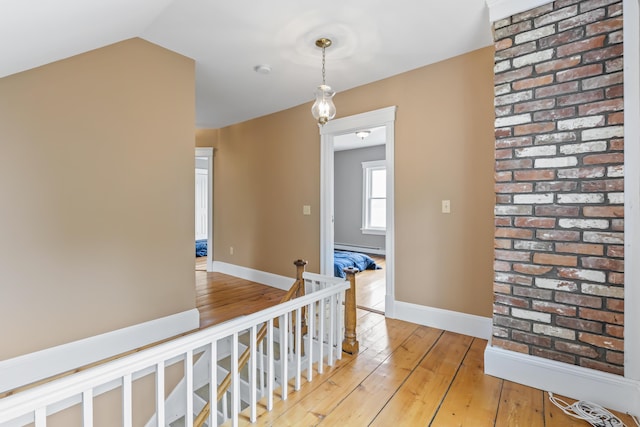 15 Church Ln, Phippsburg, ME 04562 - hall with light wood-style flooring, baseboards, and vaulted ceiling