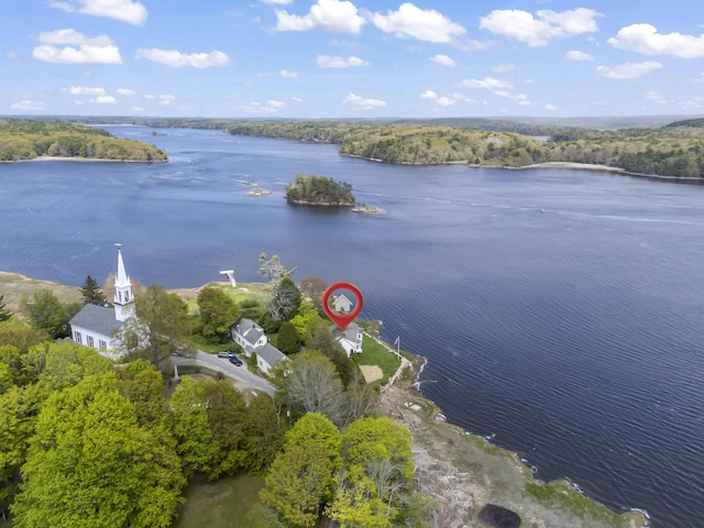 15 Church Ln, Phippsburg, ME 04562 - aerial view of property's location with a nearby body of water and a forest