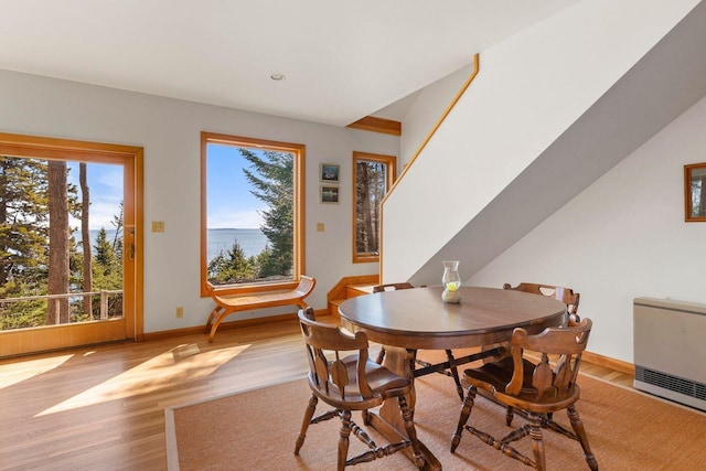 15 Eds Rd, Camden, ME 04843 - dining room featuring heating unit, light wood finished floors, and recessed lighting