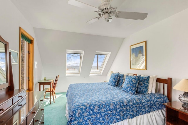 15 Eds Rd, Camden, ME 04843 - bedroom with carpet floors, ceiling fan, and a skylight