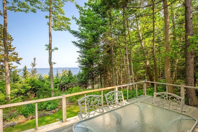 15 Eds Rd, Camden, ME 04843 - deck featuring outdoor dining space and a water view
