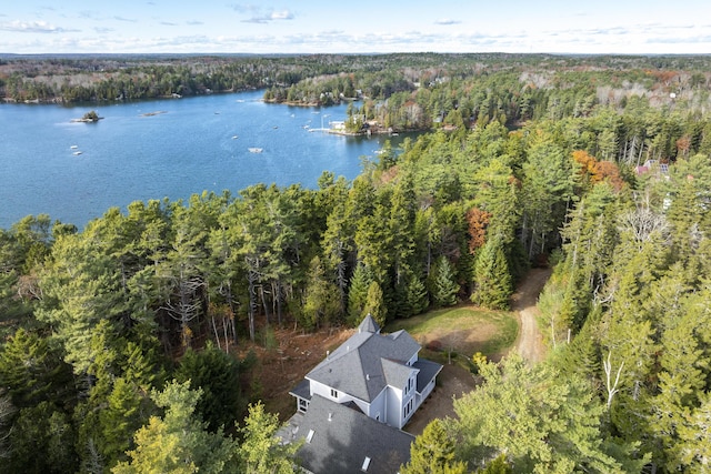 39 Catlin Shore Rd, Harpswell, ME 04079 - aerial view of property and surrounding area featuring a heavily wooded area and a nearby body of water