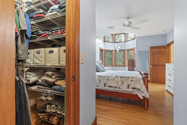 39 Catlin Shore Rd, Harpswell, ME 04079 - bedroom with wood finished floors and ceiling fan