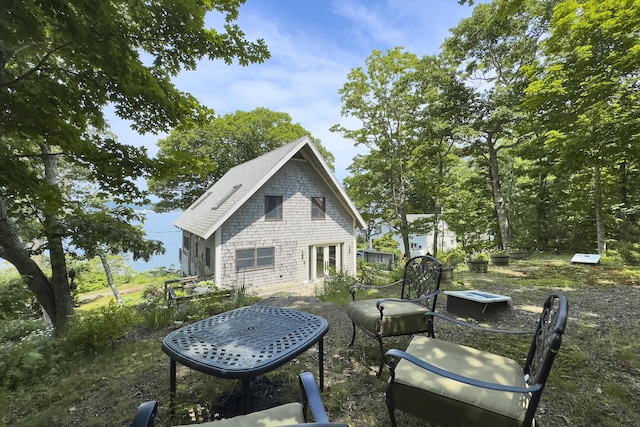back of property with french doors