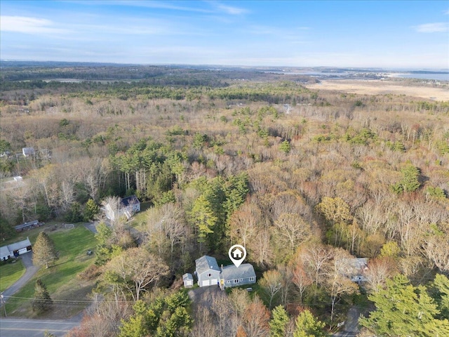 aerial view of property's location with a forest