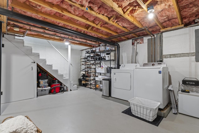 48 Garfield St Unit 7, Saco, ME 04072 - unfinished below grade area featuring washing machine and clothes dryer and stairs