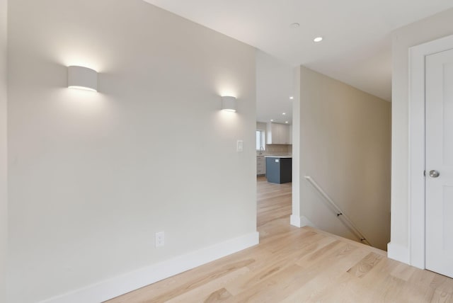 34 Hammond St Unit B, Portland, ME 04101 - unfurnished room featuring baseboards, light wood-type flooring, and recessed lighting