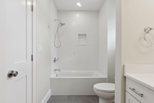 34 Hammond St Unit B, Portland, ME 04101 - bathroom featuring tile patterned flooring, vanity, toilet, and shower / bathing tub combination