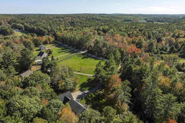 drone / aerial view with a forest view