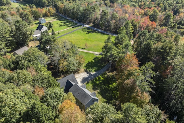 drone / aerial view with a forest view