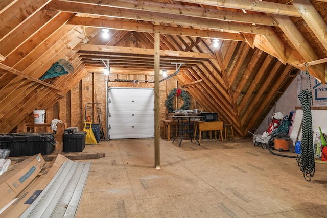 view of unfinished attic