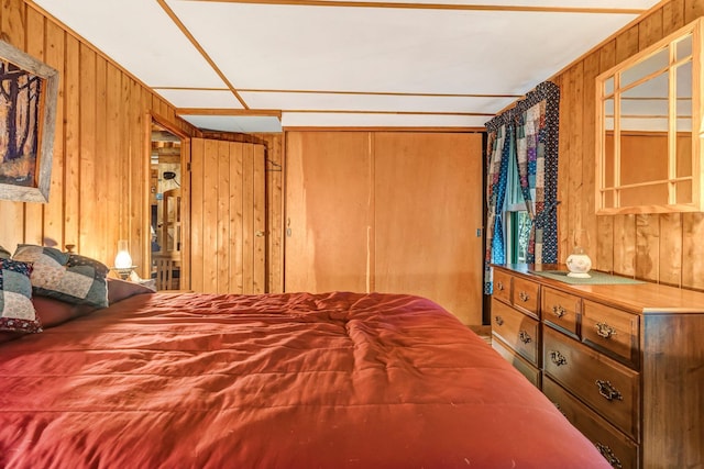 32 Seymour Cove Rd, Bowerbank, ME 04426 - bedroom featuring wood walls