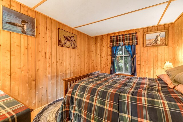 32 Seymour Cove Rd, Bowerbank, ME 04426 - bedroom featuring wood walls