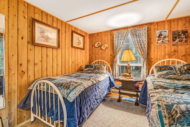 32 Seymour Cove Rd, Bowerbank, ME 04426 - carpeted bedroom featuring wooden walls