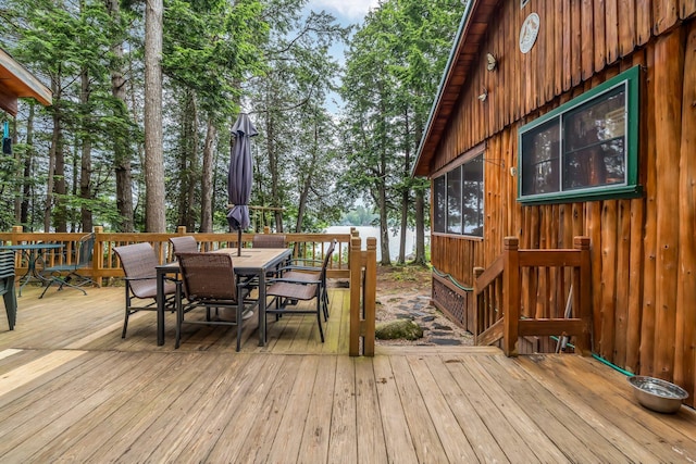 32 Seymour Cove Rd, Bowerbank, ME 04426 - deck with outdoor dining area