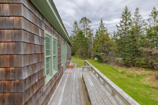 421 Petitmanan Point Rd, Steuben, ME 04680 - deck featuring a yard