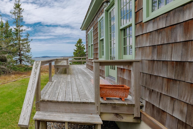 421 Petitmanan Point Rd, Steuben, ME 04680 - wooden terrace with a yard