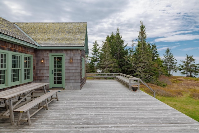 421 Petitmanan Point Rd, Steuben, ME 04680 - wooden deck featuring outdoor dining space