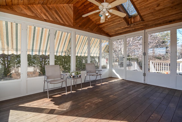 58 Bayview Ter, Wells, ME 04090 - unfurnished sunroom with a skylight and ceiling fan