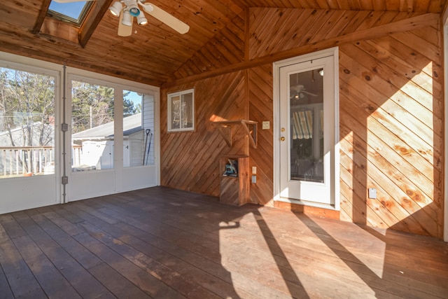58 Bayview Ter, Wells, ME 04090 - unfurnished sunroom featuring a ceiling fan
